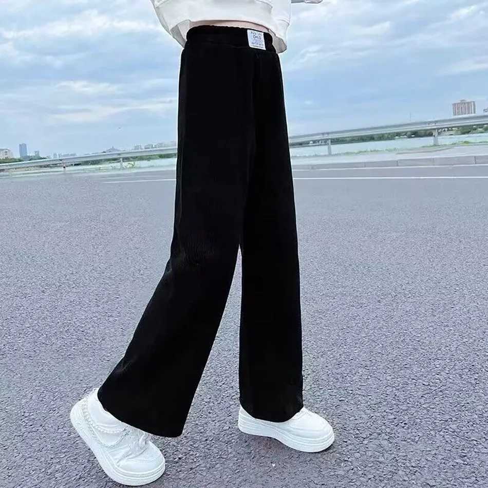 Girls Wide Leg Pants New Spring/Summer Trend Childrens Cowboy Casual Straight Leg Pants Girls Trend Weight Loss PantsT250318