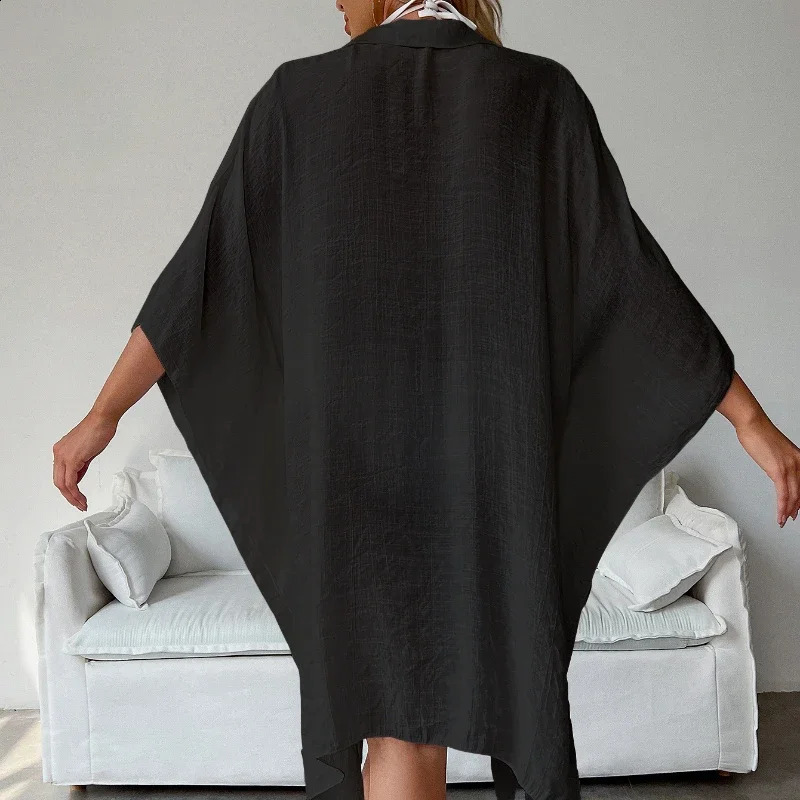 Summer Loose Cardigan Sun Protection Sarong Woman Bikini Cover-up Swimsuit Solid Beachwear Cover-Ups Swimwear Women Kimono dress 250319