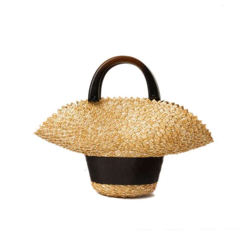 New Style Retro Webbing Decorated Wheat Straw Bag Travel Beach Handbag