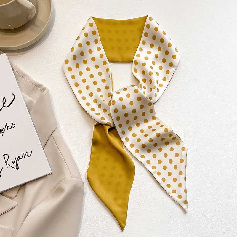 w white silk scarf spring and summer narrow ribbon wens hair tie hair tie bag decoration high-end long scarf X250319