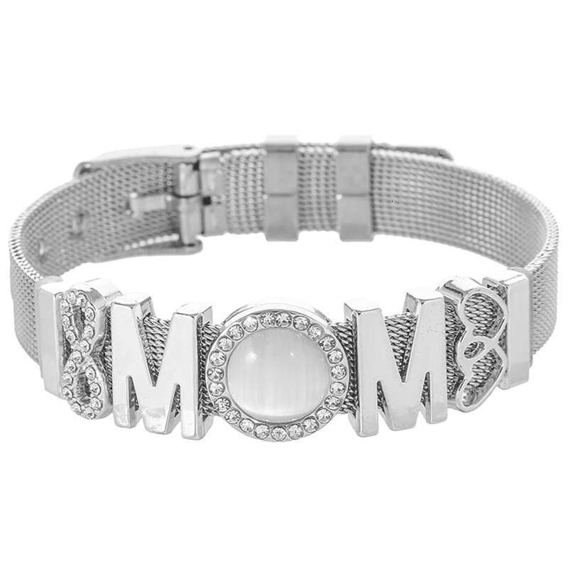 New 10mm Infinite Love MOM Beads Stainless Steel Mesh Bracelets DIY Charm Keeper Bracelets Bangle For Women Mother Jewelry Gift