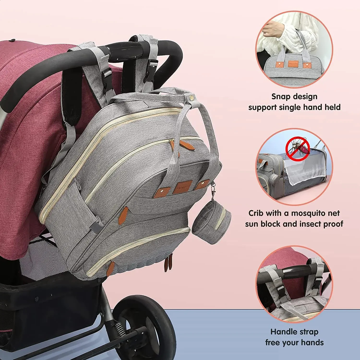 3 In 1 Diaper Bag Backpack Foldable Baby Bed Waterproof Travel Bag with USB Charge Diaper Bag Backpack with Changing Bed 3 types 250319