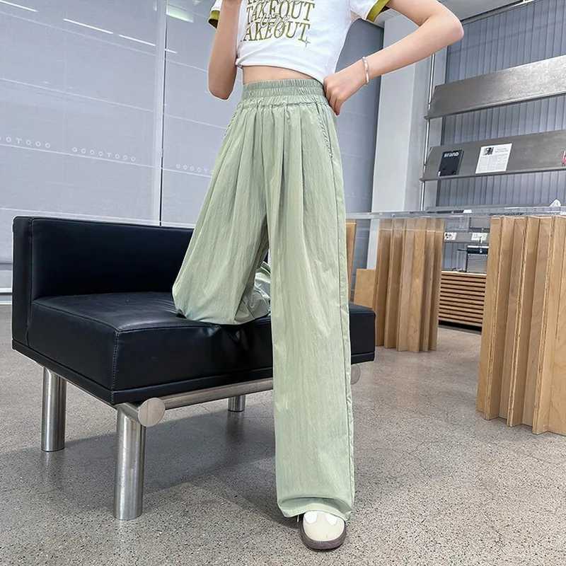 Summer casual pants for teenage girls thin and loose straight pants childrens 2025 new fashion All match 10 12 year childrens pantsT250318