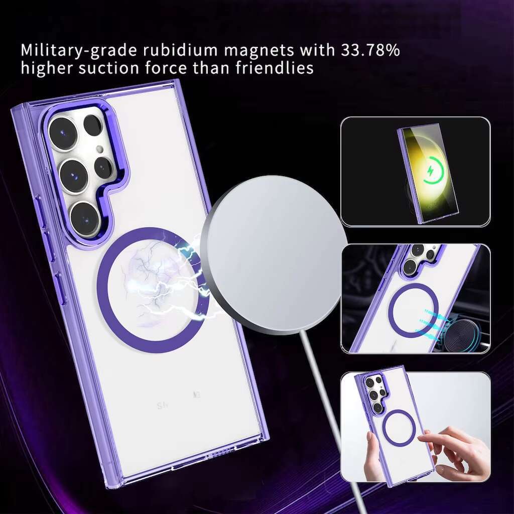 High Transparent PC Hard Mobile Phone Case for Samsung S25 Ultra case Simple Strong Magnetic Lens Frame Cover Solid Color