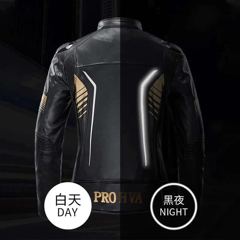 HVA Men's Protective Gear Reflective Riding Jacket Retro Cruise Leather And Leisure Motorcycle Clothing