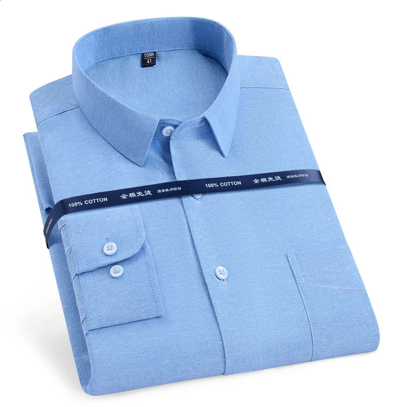 Large 11XL 10XL 9XL highquality pure cotton Oxford shirt suitable for mens long sleeved casual soft standard fit social 250317