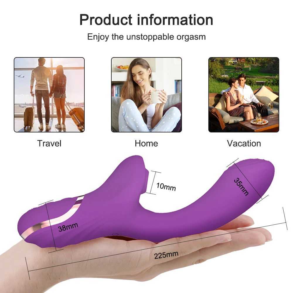 Female vibrator 2-in-1 clitoral suction clitoral stimulator G-Spot powerful vibration dildo rod clitoral suction cup adult sex toy W250319