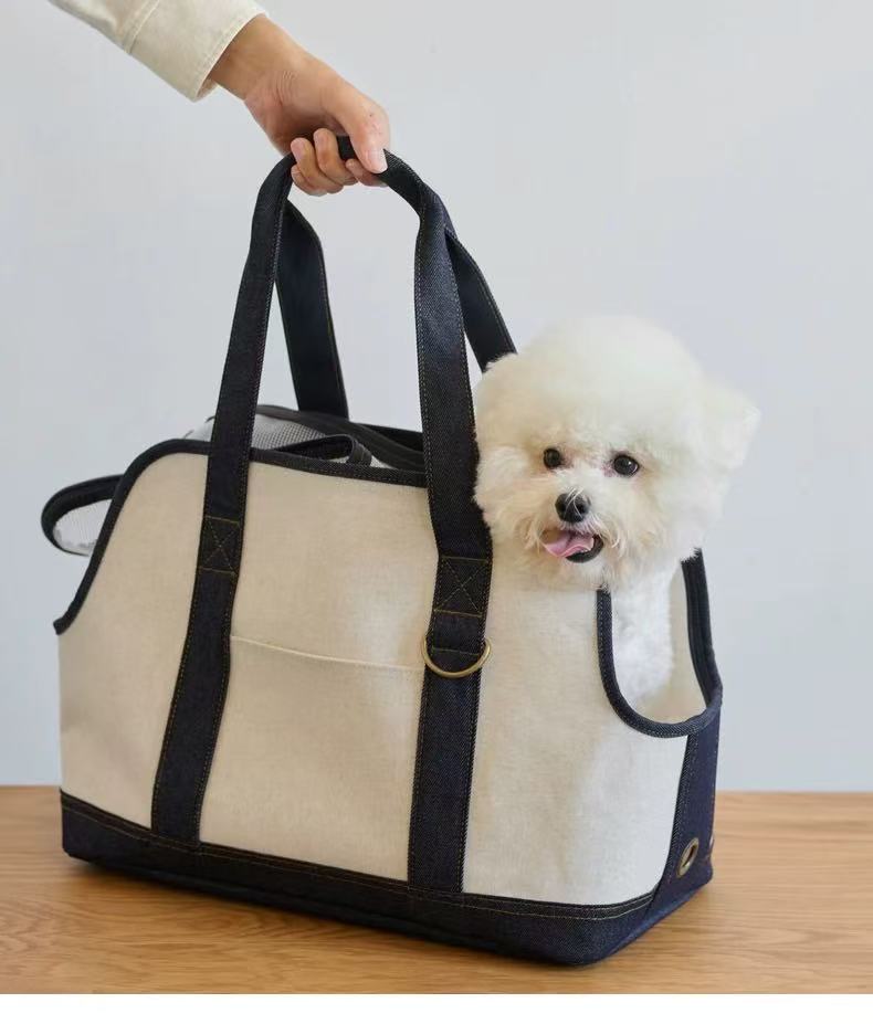 Polyester fiber cotton linen blend pet bag, pet supplies, portable outdoor new product