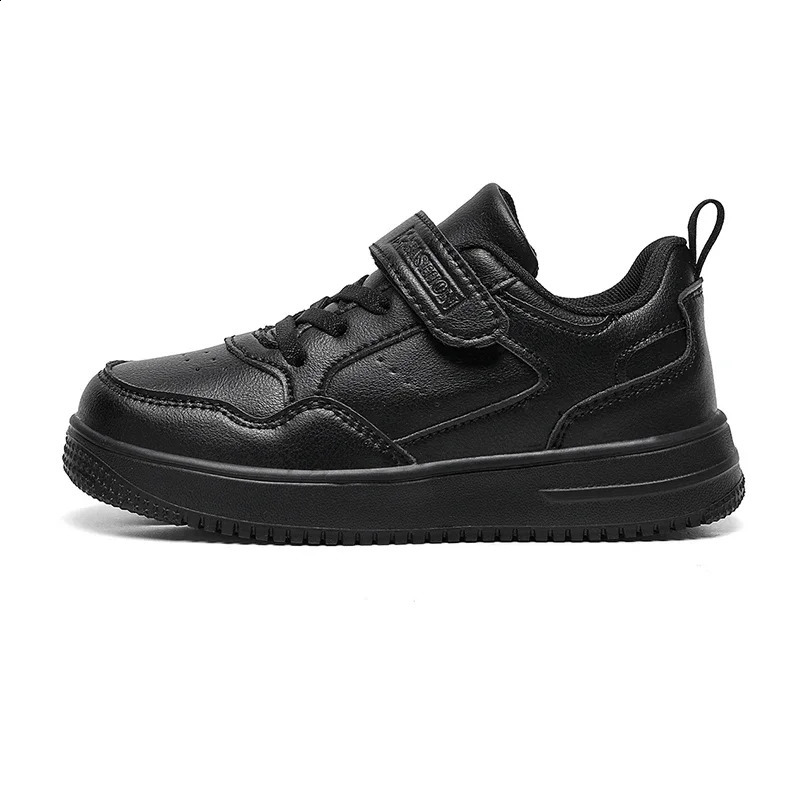 Casual Leather Sneakers for Children Solid Color Fashion Skateboarding Shoes for Kids Comfortable Low Top Trainers for Boys 250319
