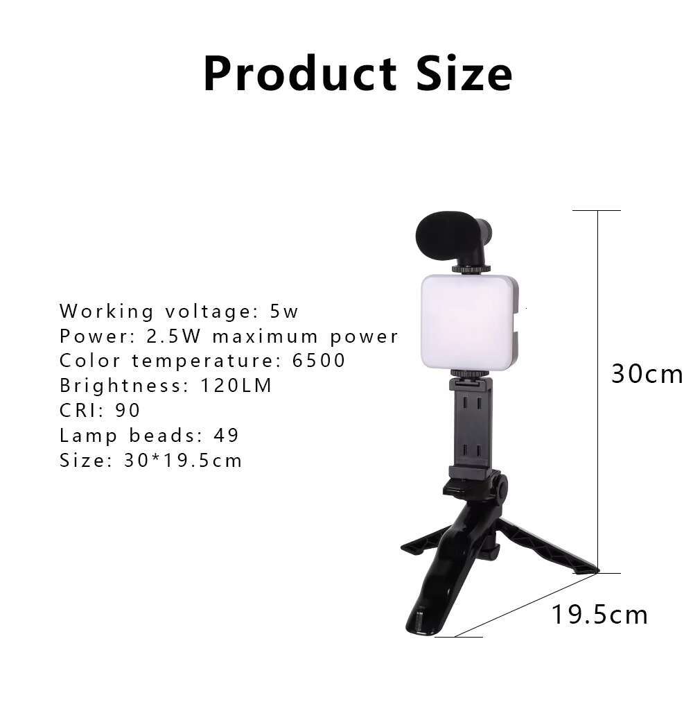KALIOU AY-49 Sets Mini Flexible Professional Selfie Stick Mobile Phone Camera Stand Tripod with Microphone Led Light