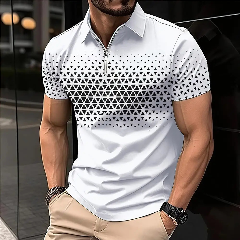 Summer Mens Polo Fashion Top 3D Printed Sports T-shirt Loose Sweat Absorbing Casual Outdoor Sports Top 250317