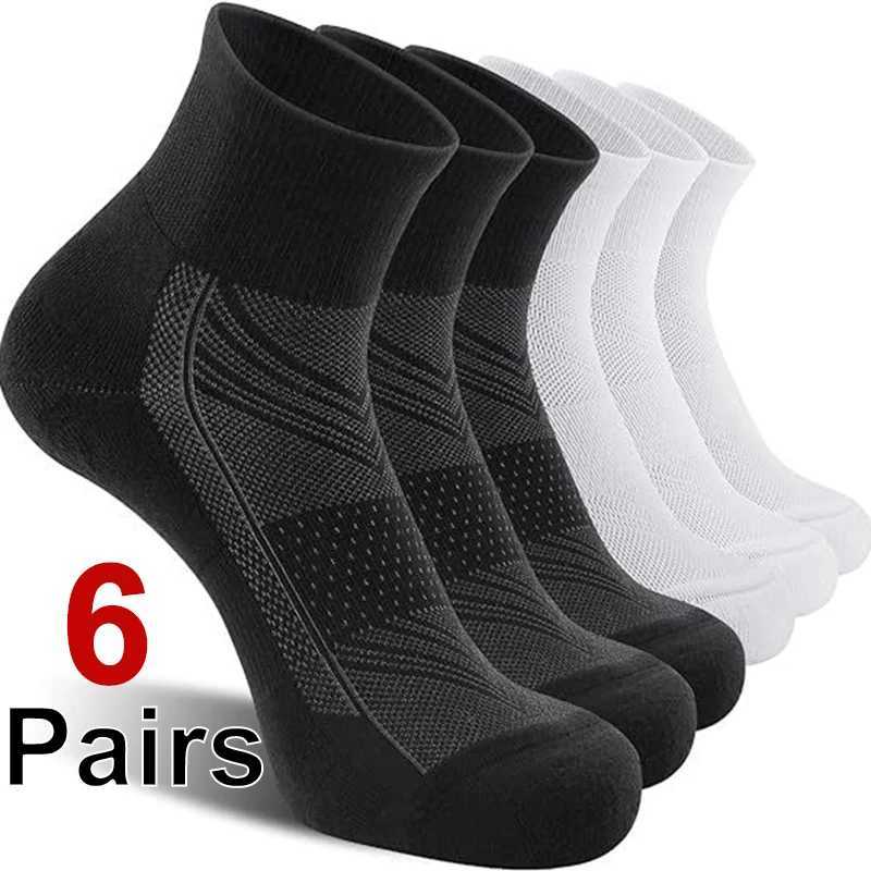 6 pairs of mens running socks comfortable sweat absorbent breathable pads shock-absorbing basketball sports casual socks X250319