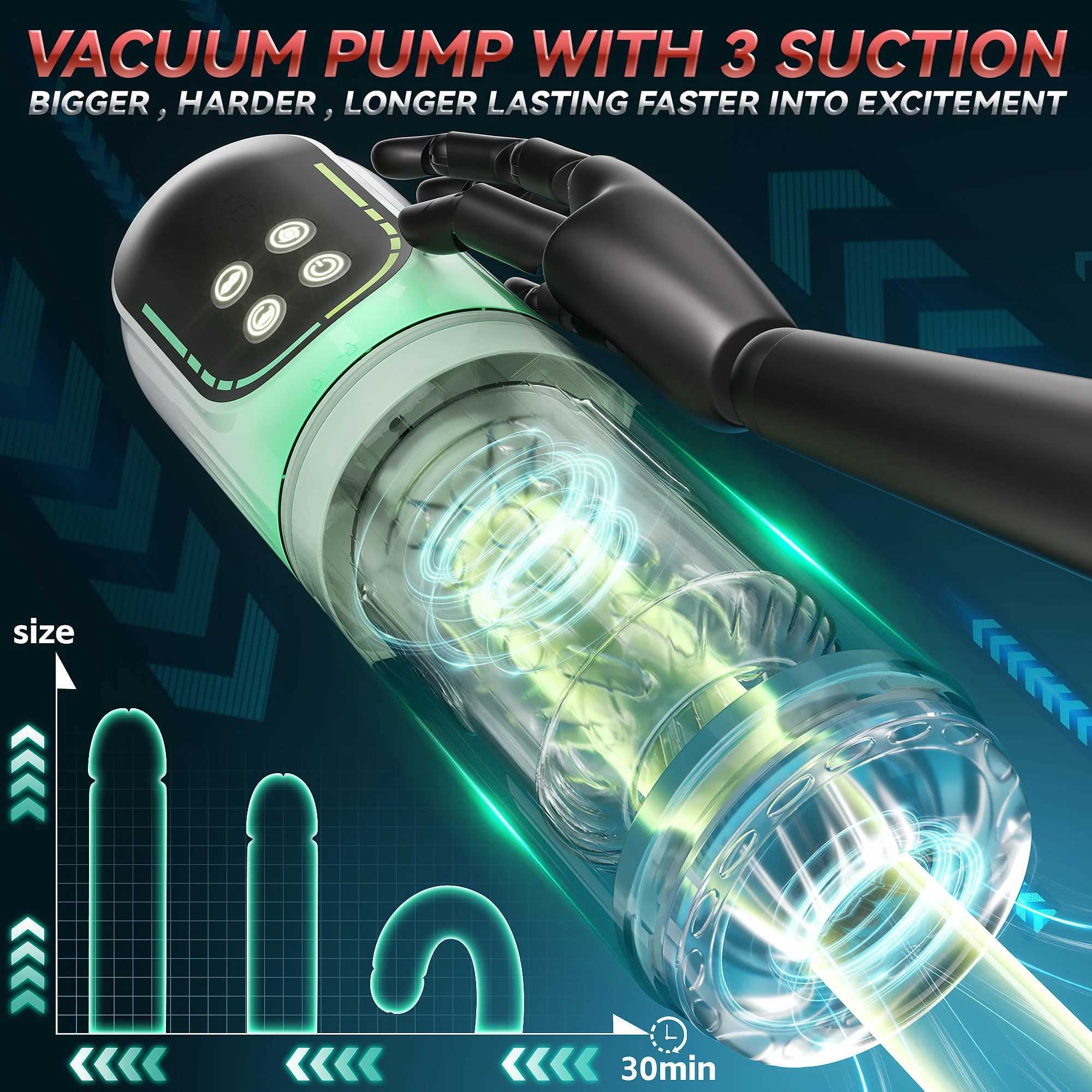 Automatic push-pull rotating male masturbator with LED display screen penis pump suction pocket cat oral sex machine sex toyXJ250319