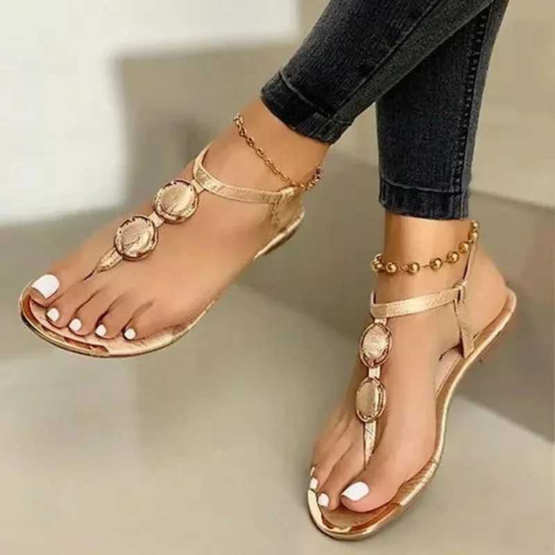 New Arrival Womens rhinestone decorated flat shoes casual clip toe summer shoes lightweight elastic band sandals T250318