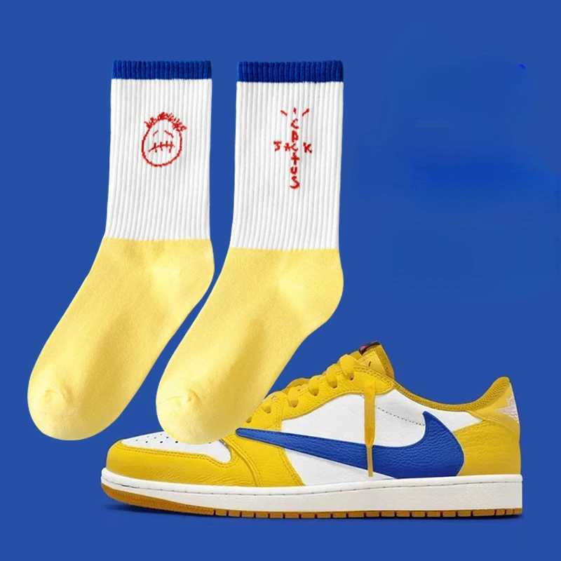 3 pairs of gift box sports trendy socks yellow hip-hop street skateboard basketball cycling casual couple mid length socks X250319