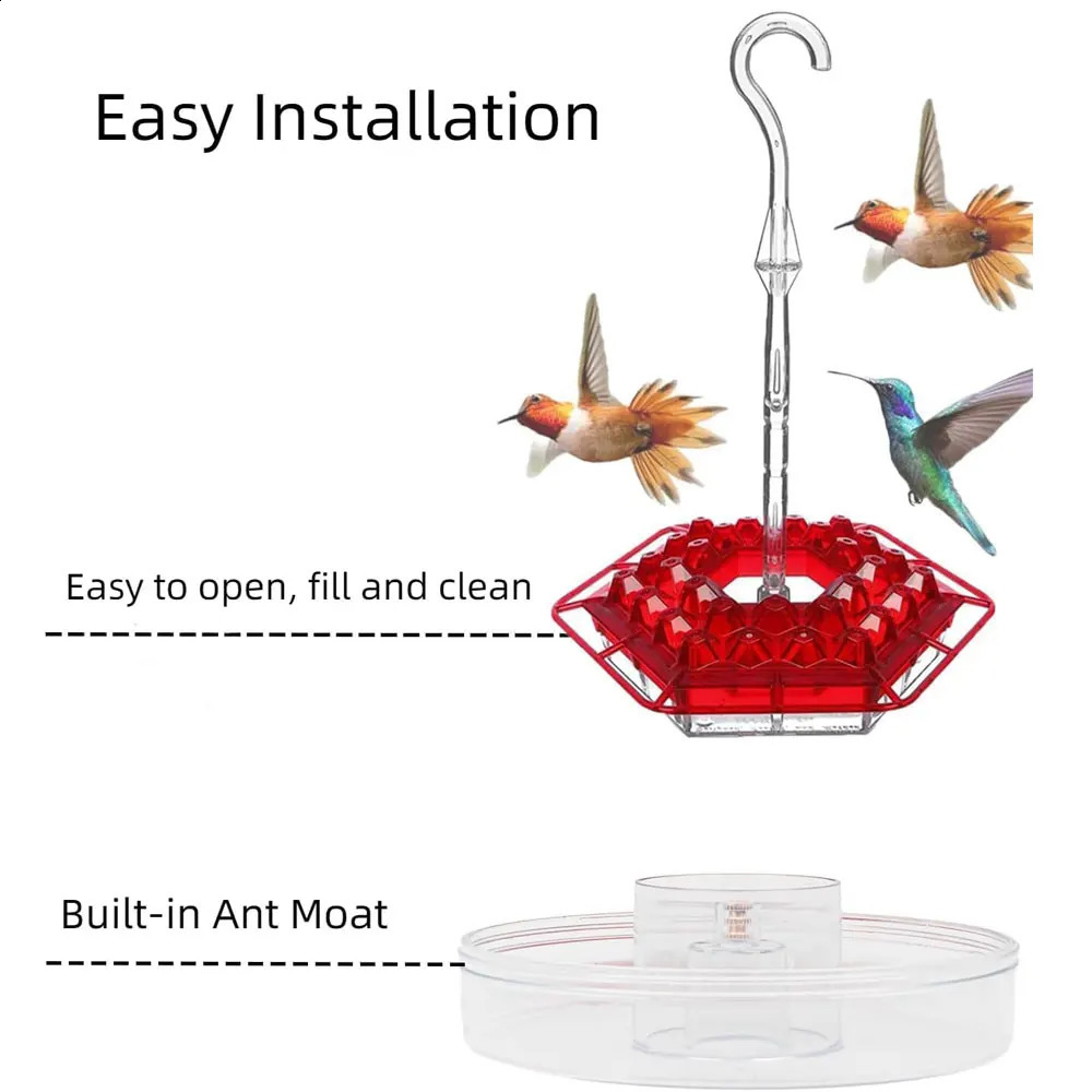 The hummingbird feeder for outdoor hanging is easy to clean and refill equipped with Perch builtin ant moat 250318