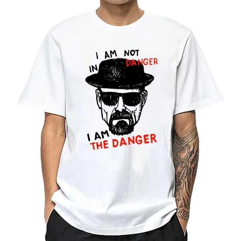 Mens T-shirt 100% pure cotton short sleeved distressed mens T-shirt casual Heisenberg print summer cool T-shirt mens topT250318