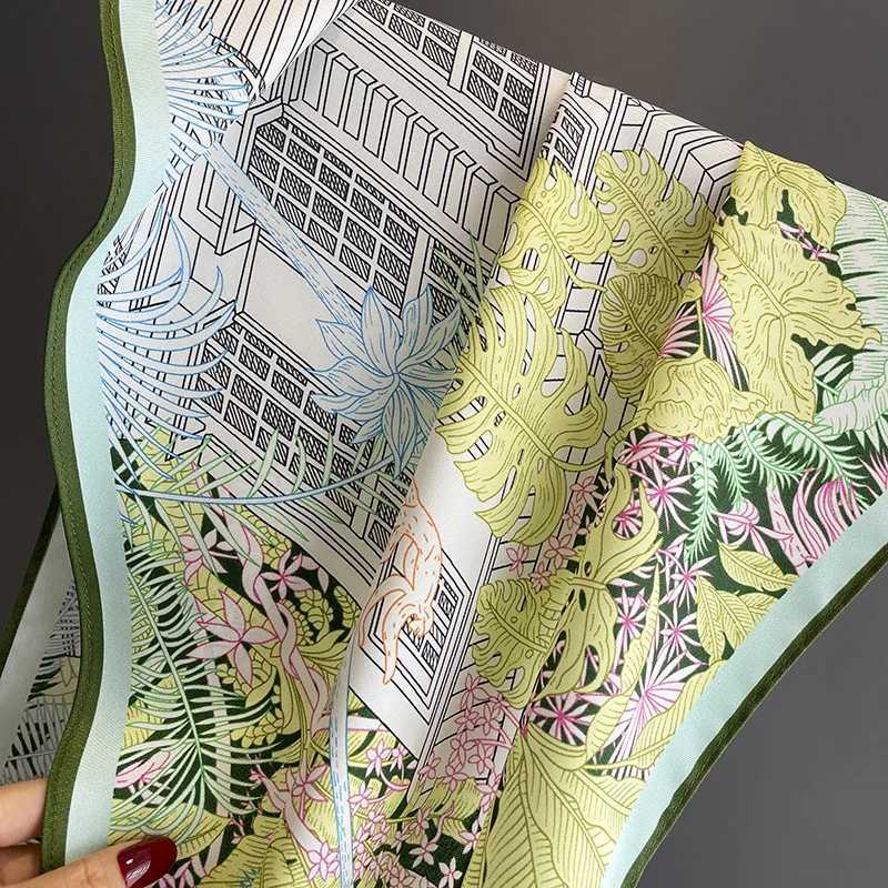 TOP Spring Summer New Twill Silk Diamond Scarves Wens Floral Urban Printing Imitation Silk Neck Scarf Party Ladies Scarfs X250319