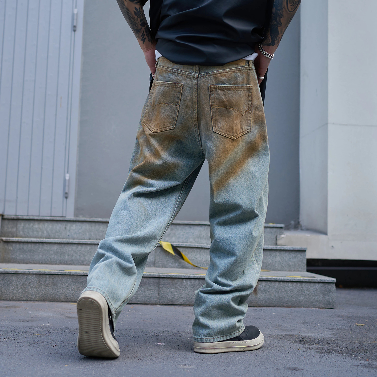 A03 RockCanRoll Good Quality Washed Loose Fitting Stylish Fashion Denim Jeans 250319