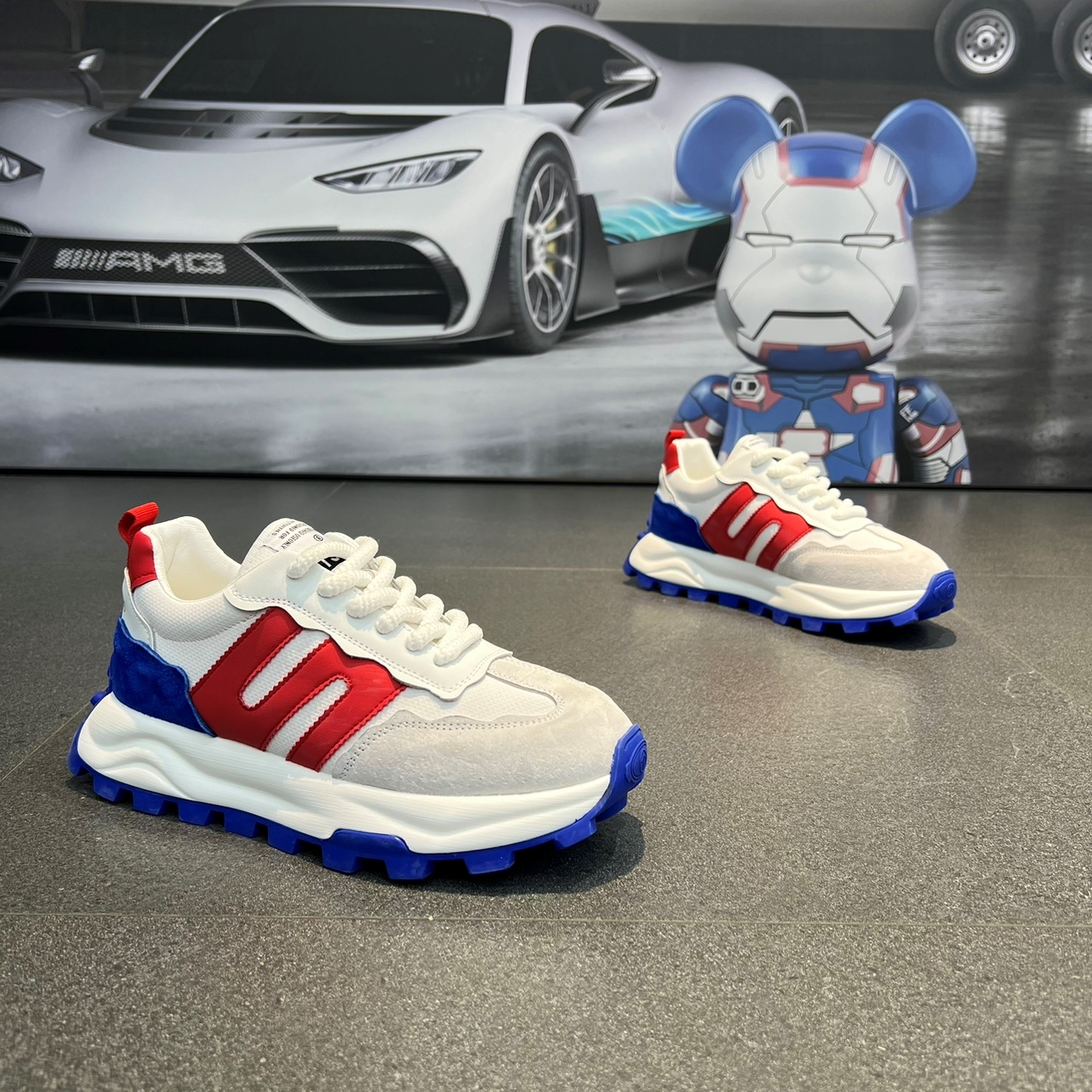 2025 spring and summer new thick sole casual men's shoes fashion leather sports running shoes