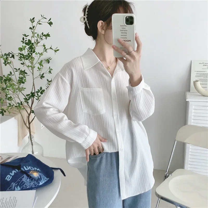 Summer Womens Loose Sunscreen Shirt French n Feel Small Audience Casual Style Button Top 250319