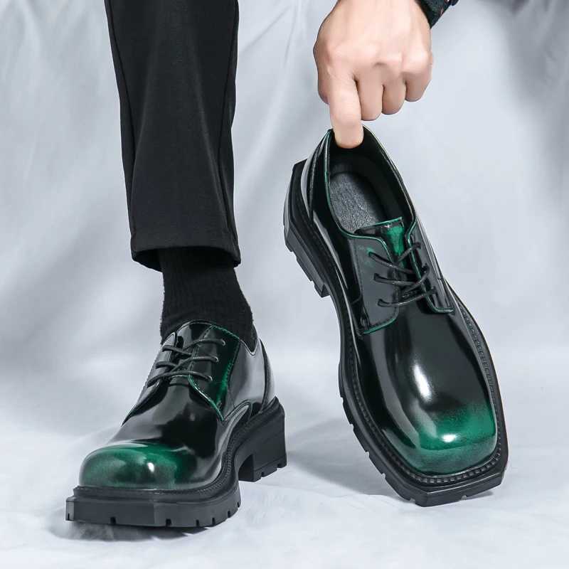 Mens Oxford Derby Thick soled Fi Business Mens Designer Casual Leather Shoes Official Loafers Set Shoes Square HeadXJ250319
