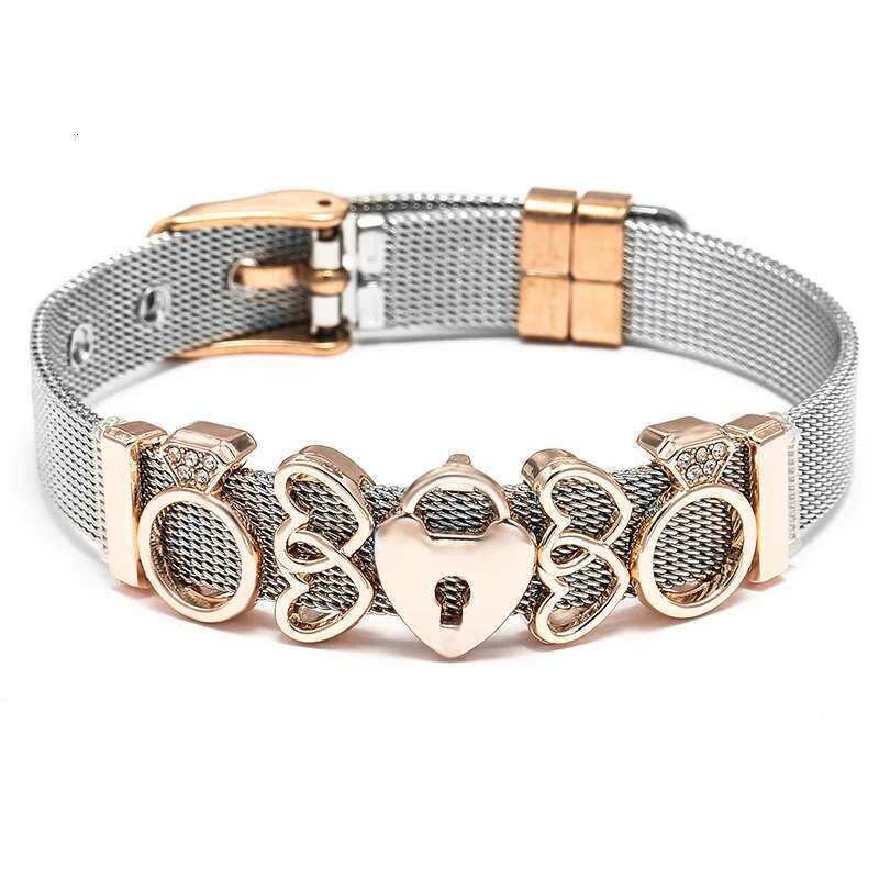 2024 New Friendship Crown Beads Charm Bracelet With Silver Color Mesh Kepper Bracelet For Women Jewelry Gift Dropshipping