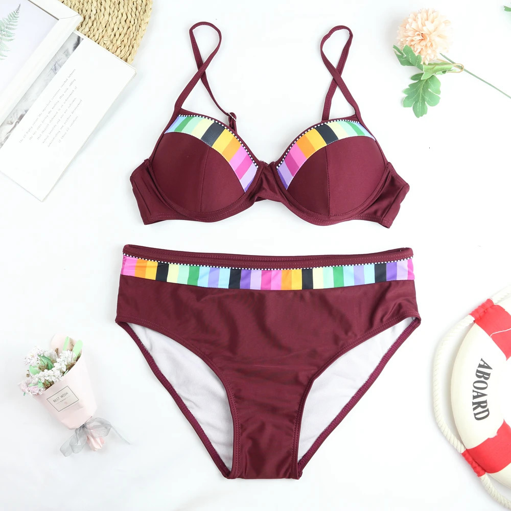 Women Swimsuit Sexy Women High Waist Bikini Swimwear Female Two Piece Beachwear Printed Bikini Set Bathing Suit 250314