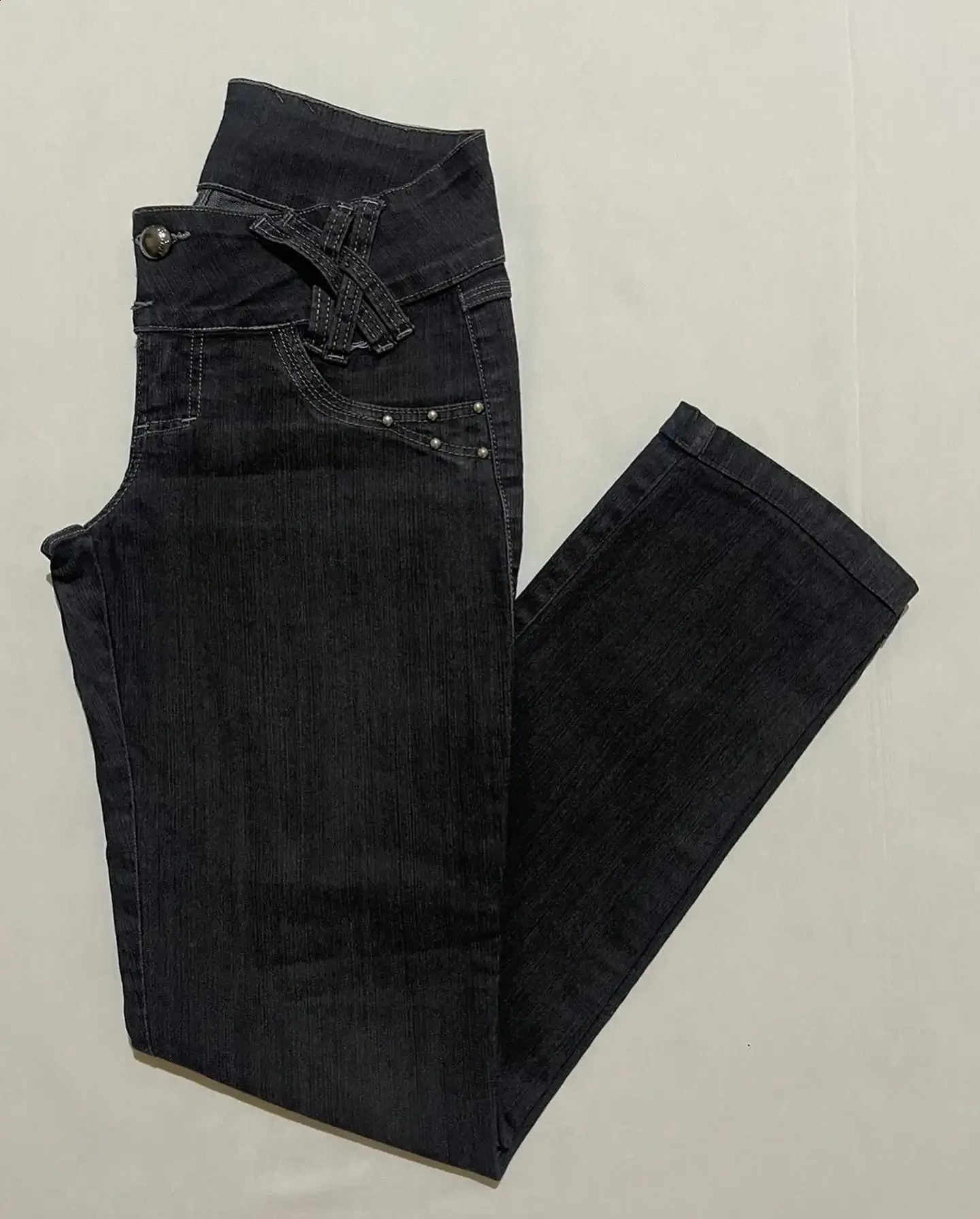 Y2K retro slim fit womens jeans fashionable high waist pattern ed street casual wide leg pants 250317