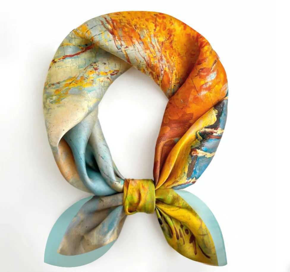 Fashion Wen Single Scarves 70x70cm Square Simated Silk Scarf Sunshade Beautif Color Beach Shawl Scarves Party Gift X250319