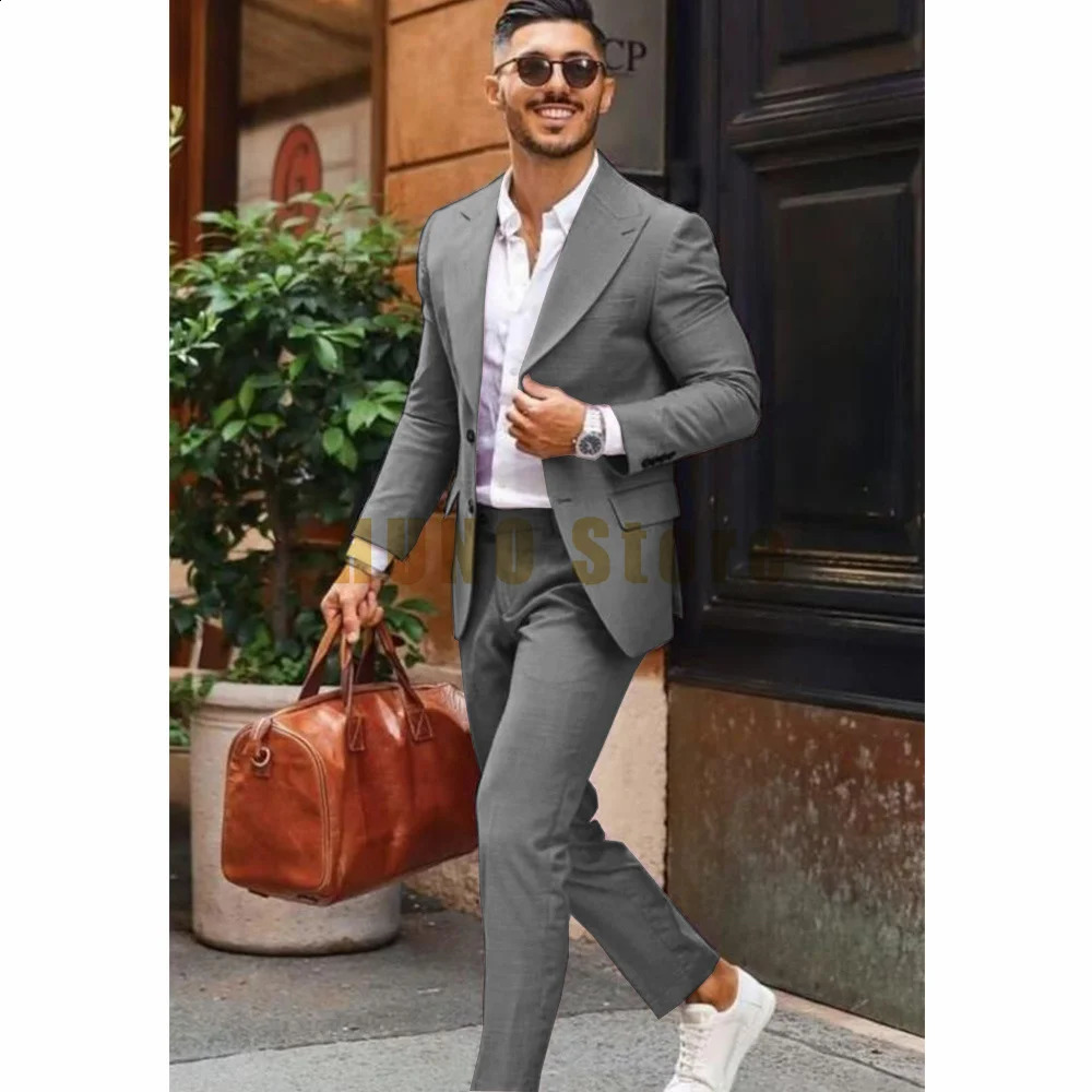 Mens Full Suits Suit Male Single Breasted Casual Fashion Singlebreasted Formal Wear Trend Two Piece Groom Dress Only 250311
