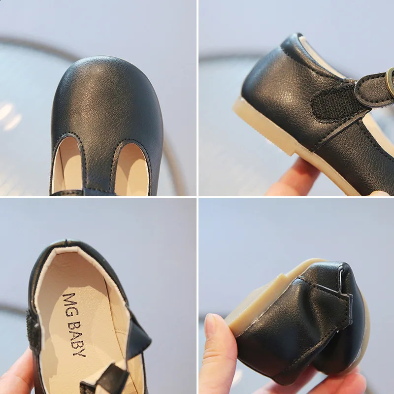 Childrens flat shoes childrens casual sandals school girls princess Pu leather anti slip retro hollow soft soled 250319