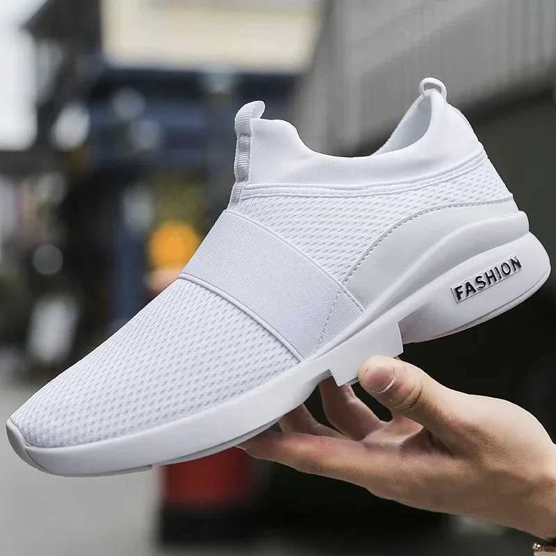 2024 Men Casual Shoes Sneakers Fashion Loafers Comfortable Mesh Mens Shoes Footwear Lightweight Walking Shoes White Size 46 Z250319