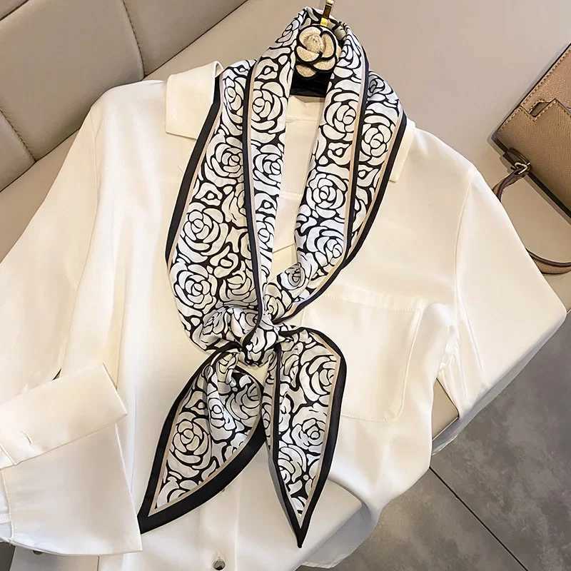 Luxury long filament scarf Fem horse print thin narrow scarf bag headband scarf X250319
