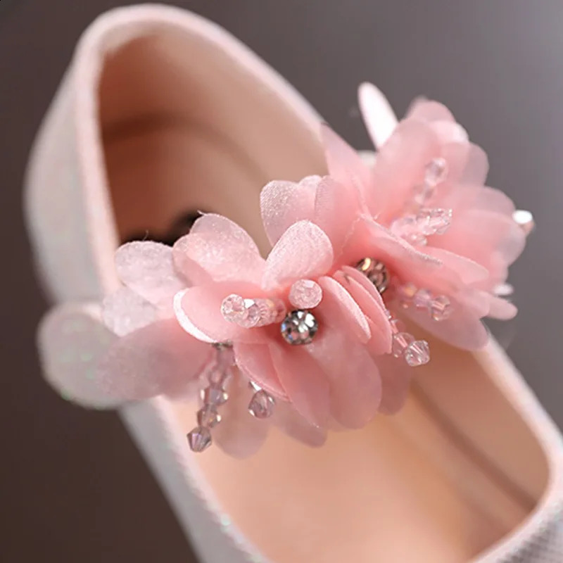Childrens leather shoes beautiful flower princess girls party dance childrens retro classic dress soft flat 250319