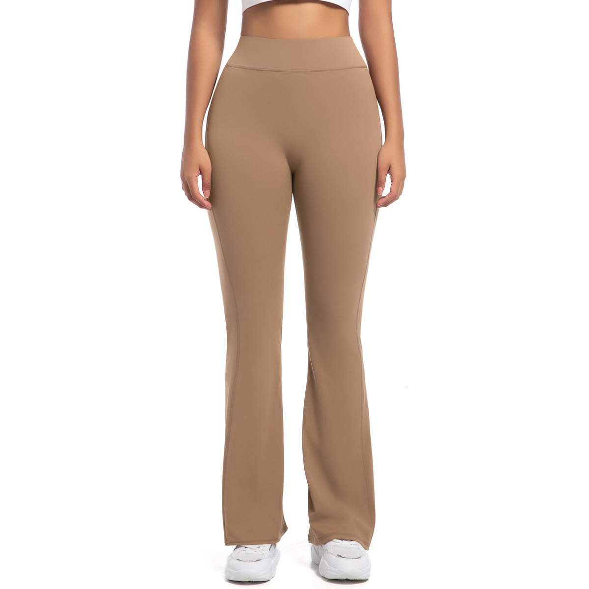tracksuit New button peach high waisted tight fitness, wide leg micro bell bottom for women, yoga pants leggings