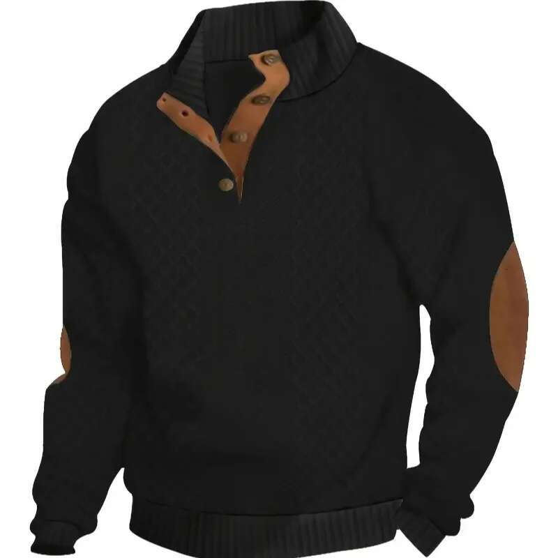 Street Fashion Trend Autumn Polo Shirts Men Stand Collar Button Contrast Color Youthful Vitality Casual Loose Long Sleeve Tops