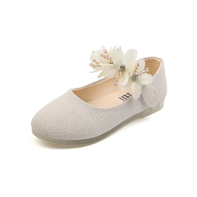 Childrens leather shoes beautiful flower princess girls party dance childrens retro classic dress soft flat 250319