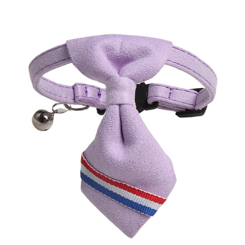 Velvet Cat Collar with Bell and Removable Tie, Adjustable Breakaway Cat Collars Kitten Small Puppy Safety Tie Solid Wedding Basic Color Cat Tie Collar
