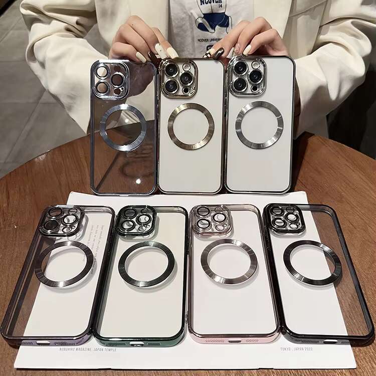 Transparent Phone Case for iPhone 15 14 13 12 11 Pro Max With Lens Protector Magnetic Wireless Charging Cover
