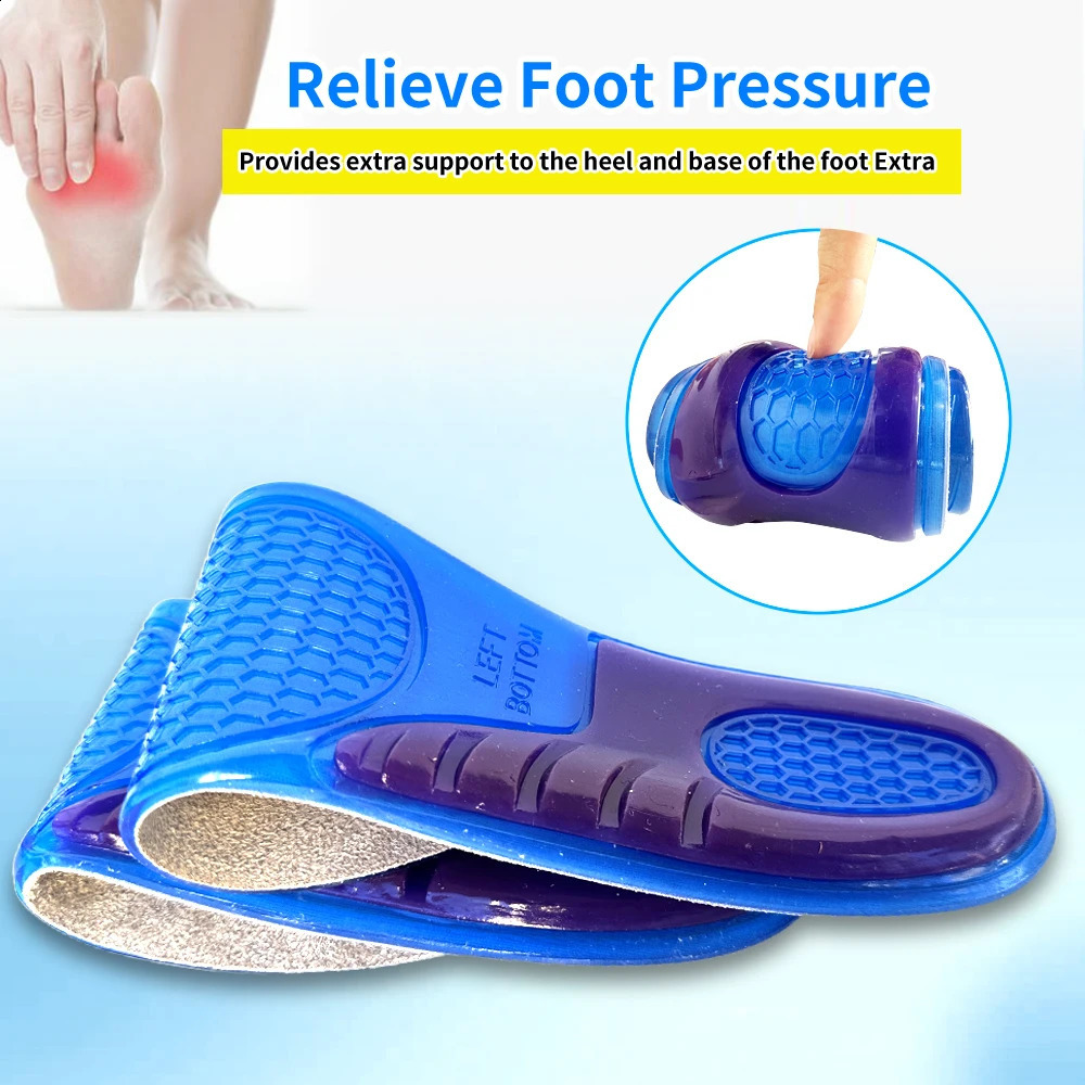 Silicone Gel Insoles For Shoes Soft Shock Absorption Sport Shoes Sole Anti-slip Template For Man Women Foot Care Inserts 250319