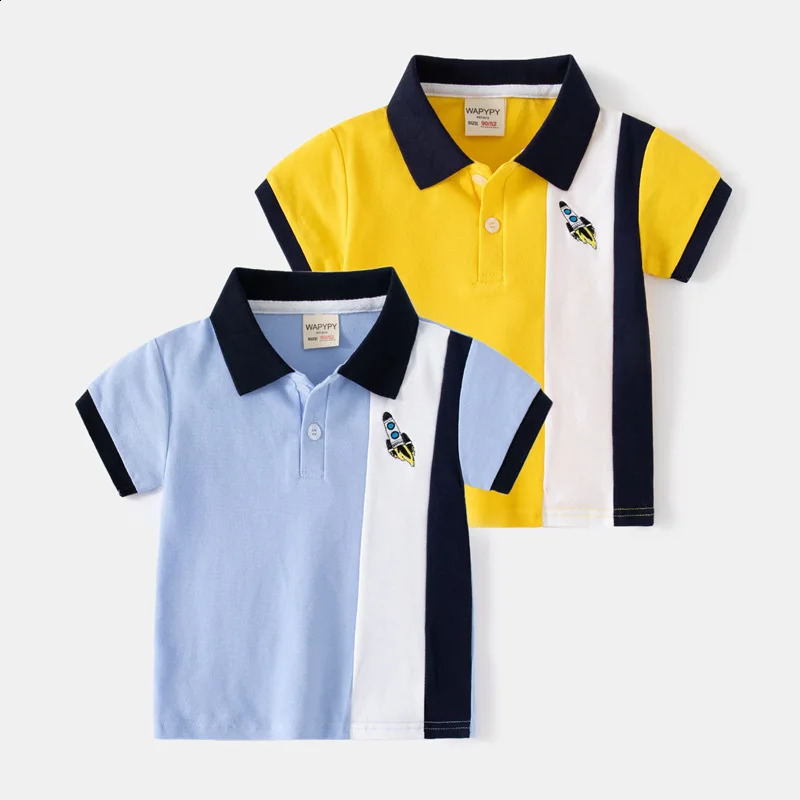 Dinosaur Print Boys POLOS Kids Short Sleeved T-shirt Cartoon Embroidery Blouses Summer 1 To 7 Yrs Childrens Clothing 250319