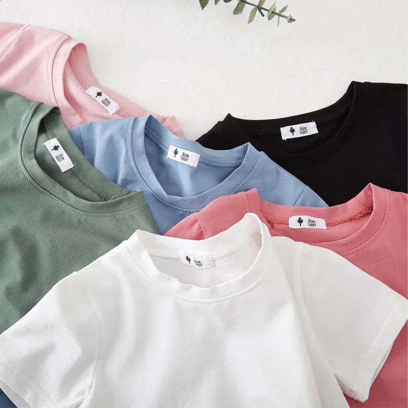 2-10Y Toddler Kid Baby Boys Girls Clothes Summer Top Short Sleeve Cotton T Shirt Loose Infant Basic Tee Childrens Tshirt Outfits 250319