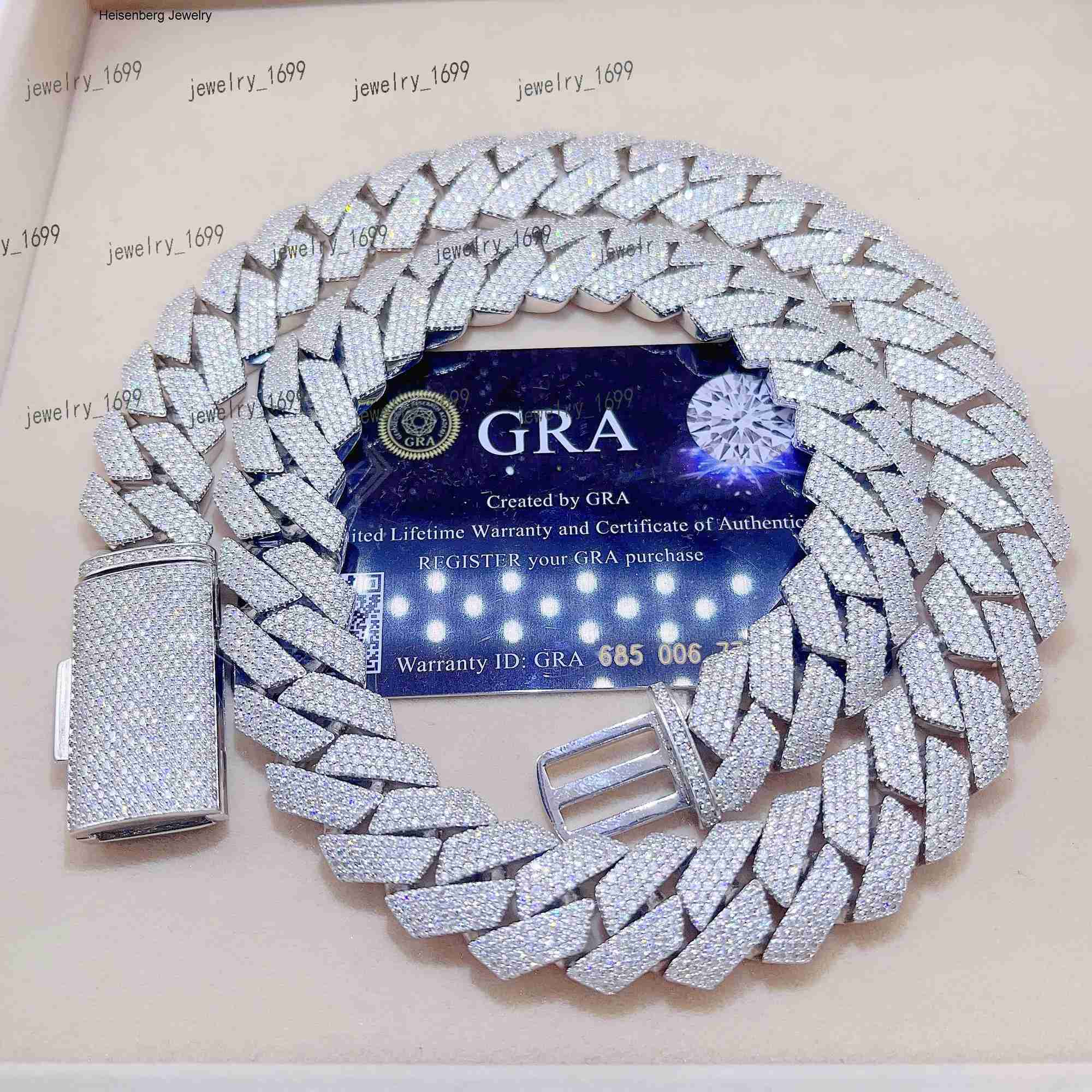 Iced Pass Diamond Tester Sterling Silver Necklace Vvs Moissanite Cuban Link Chain