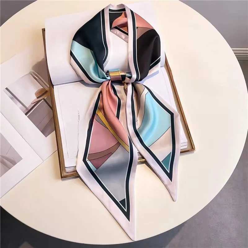 2024 Blockbuster sloping brushed style imitates ribbon printed roses European and American long ribbon neck ribbons X250319