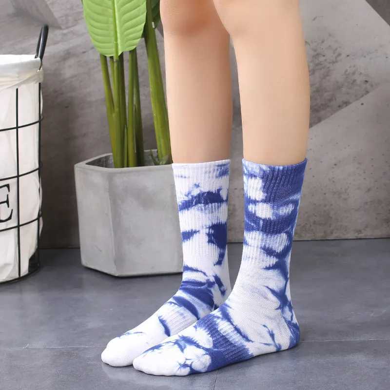 Mens and womens tie-dye socks cotton solid color used for sports basketball skateboarding fashion X250319