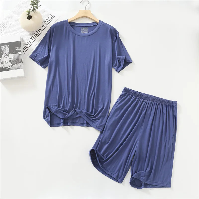 Summer pajamas mens Modal short sleeved set casual plus size two-piece set mens home clothing casual jacket pajamas Hombre 250317
