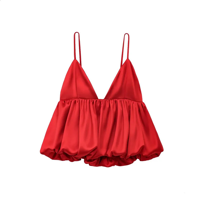 TRAF Red Y2k Mini Sliding Top Womens Spring Sexy Elegant Tank Top Fashion Casual Party Sleeveless Backless Short Top 250314