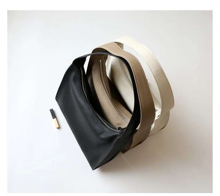 Minimalism Cow Soft Leather Underarm Shoulder Hobos Bags Cowhide Pouch Daily Purses 2024 New