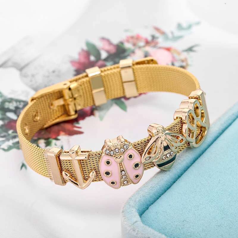 Brand 10mm Dog Paw Beads Stainless Steel Mesh Bracelets DIY Charm Keeper Bracelets For Women Men Best Fashion Jewelry Gift